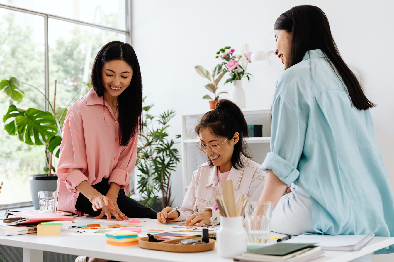 Happy Women Working Together 