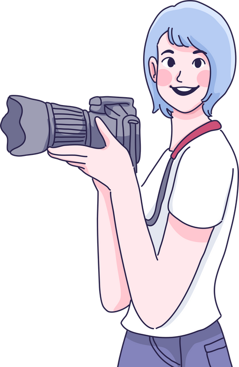 Woman Holding a Camera Illustration